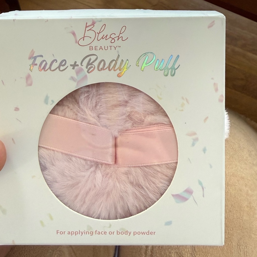 Blush Beauty Face + Body Powder Puff - Pink Faux Fur